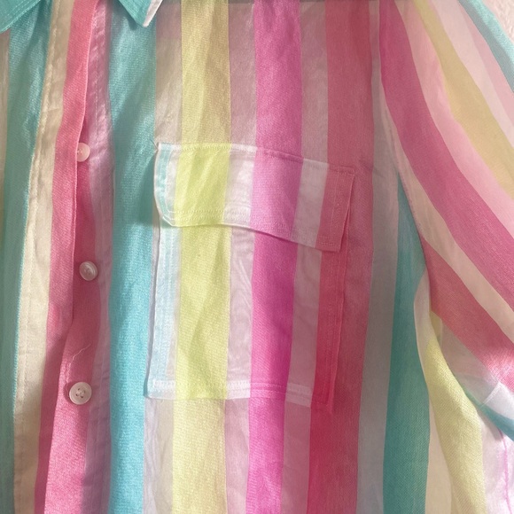 Halogen x Atlantic Pacific Collaboration pastel sheer button up top blouse - Picture 6 of 6